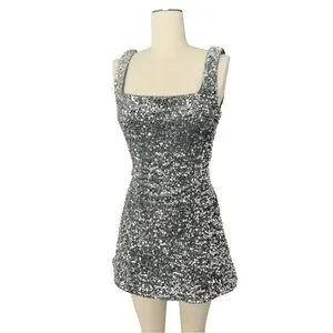 Princess Polly Miss Me Sequin Mini Dress Silver 6